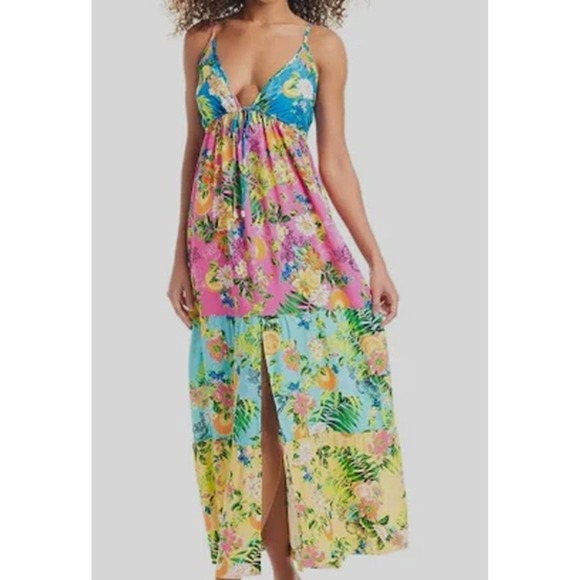 Bar III, Multicolor, Floral, Maxi Dress, Swim Cover Up, Front Slit,‎ Size Small - Picture 1 of 6
